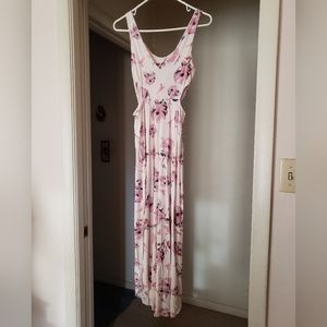 Lush designer soft & stretchy pink floral wrap dress sz small in great condition